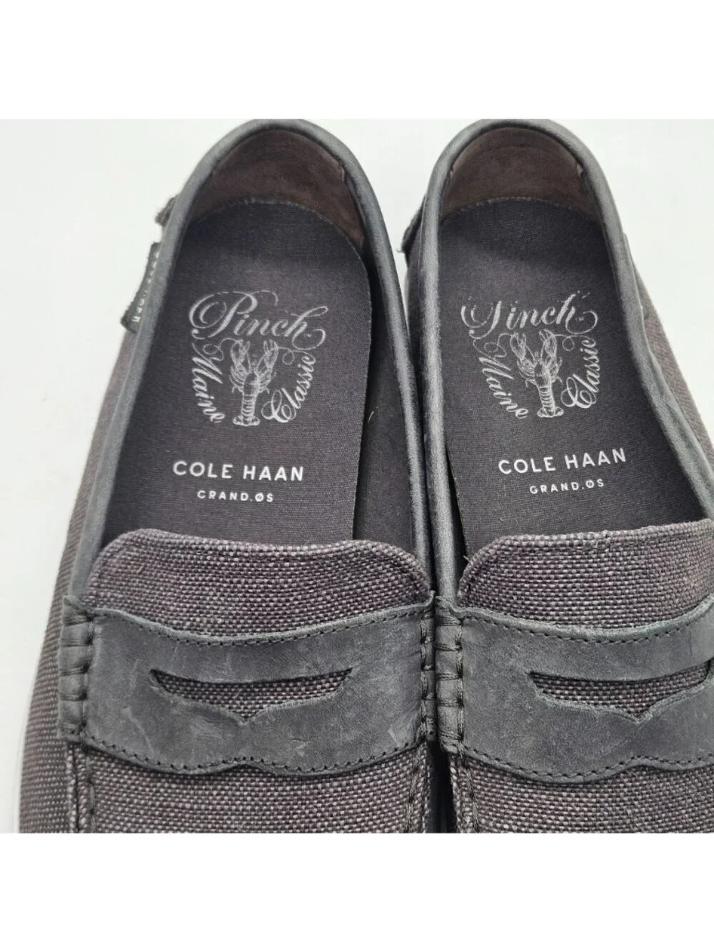 Cole Haan Mens Grey Canvas Leather Pinch Loafers Slip-On Shoes Size 11.5M C25710